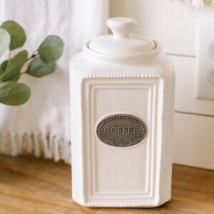 NWOT French Country White Beaded Edge Coffee Canister
